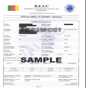 Bordereau electronic de suivi de cargaison au cameroun (besc)